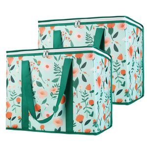 Free sample <b>Large</b> Customised Non-Woven Insulated <b>Cooler</b> <b>Bag</b> with Zipper Take Out Tote Keep Warm Features Iced and Letter Pattern - Product Image 1