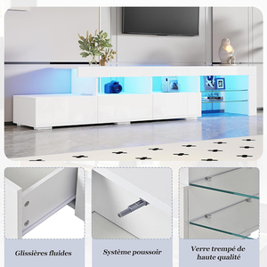Juego de Muebles para TV de 180 cm con Acabado Brillante, Mesa de Centro de Madera con Soporte para TV LED, <span class=keywords><strong>Mueble</strong></span> de Almacenamiento que Ahorra Espacio - Product Image 2