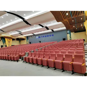 2024 New Design Theatre Lecture Foldable Church Auditorium Hall Chair Plastic Reception Theatre Hall Arm Chair Auditorium Seat