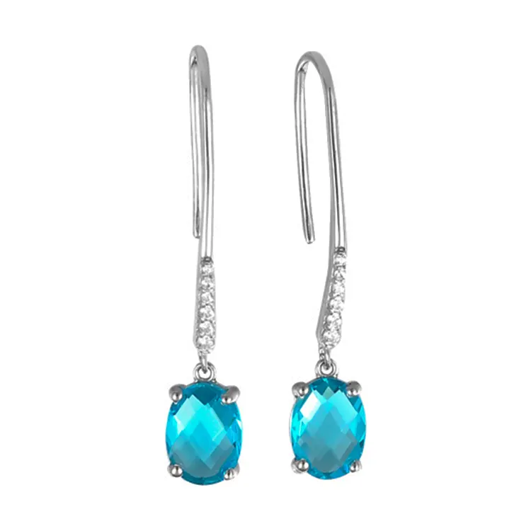 Jewelry Wholesale Classic Blue Topaz Earrings White zirconium design earring jewelry
