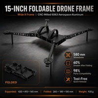 QINKOFPV Kit de châssis de drone de levage lourd 15 pouces 580 mm pliable en aluminium CNC 6063 compatible FPV pour quadricoptère UAV