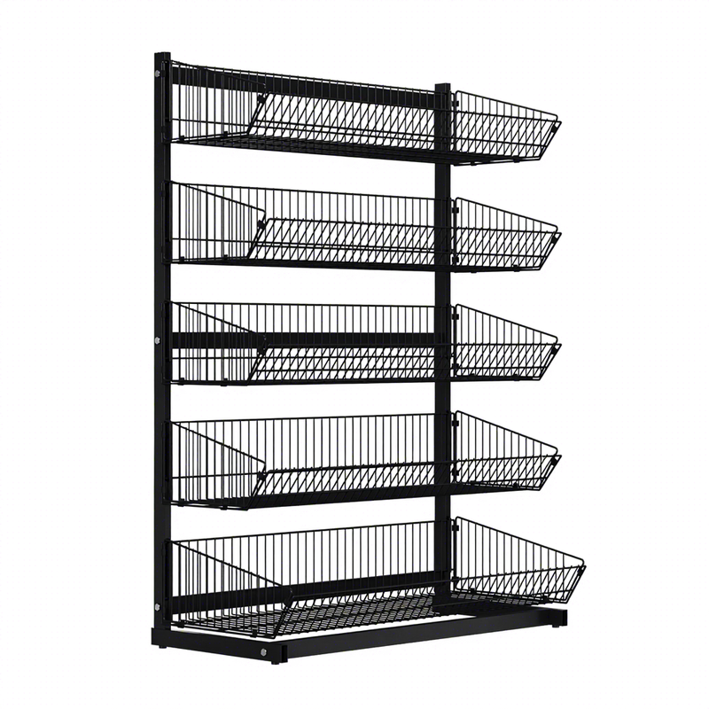 Adjustable Height Black Metal Slanted Basket
