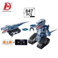 Set de Construcción de Dinosaurio Transformable RC, 847 Piezas, 2 en 1, Dinosaurio y Robot Tanque, STEM, Control Remoto por Aplicación, Ladrillos Programables