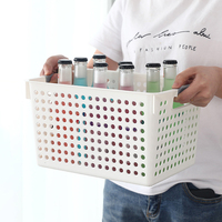 Panier de rangement en plastique blanc creux avec poignée PP Tools Organizer, pour stylos, livres, bureau, maison, conteneur de rangement empilable, bacs et boîtes