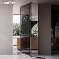 Porte extérieure moderne sécurisée à double pivot en aluminium pour les maisons Grande entrée avant avec écrans magnétiques pour les ateliers