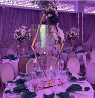 Grand diamant acrylique cristal lustre or argent métal bougeoir décorations de mariage Table pièce maîtresse fleur support