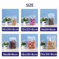 En stock, prêt à être expédié, boîte plate transparente, fond carré, fermeture éclair, sac d'emballage alimentaire en plastique à huit côtés scellés