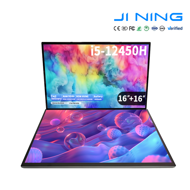 Content Creator Hot Sale Dual Screen Laptop 32GB RAM 16+16 Inch Intel Core I5 12450H IPS 512GB SSD Metal Backlit Win 11
