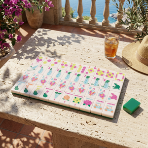 Ensemble <span class=keywords><strong>de</strong></span> mahjong américain <span class=keywords><strong>de</strong></span> luxe, 166 tuiles, norme NMJL, tuiles en acrylique florales lestées avec étui, jeu professionnel pour 4 joueurs - Product Image 1