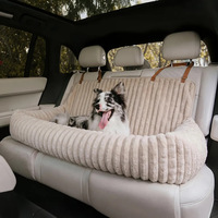 Coussin de voiture en peluche pour chien pour siège arrière - Tapis de siège de voiture pour animaux de compagnie en polaire douce avec sangles d'appui-tête et base antidérapante 115x50cm