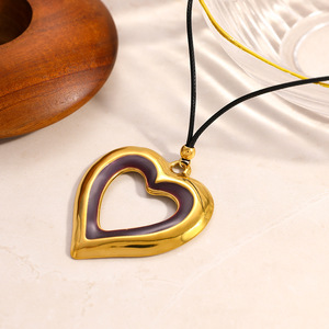 Collar con Colgante en Forma de Corazón, Chapado en Oro de 18k, Cadena para Suéter, Joyería de Moda para Mujer - Product Image 4
