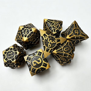 Ensemble de dés polyédriques en métal à relief gothique, dés géométriques européens sculptés, 7 pièces, pour jeux de table DND - Product Image 4