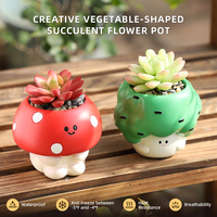 Mini pot de fleurs créatif en résine ROOGOR en forme de champignon, mignon et amusant, avec trou de drainage, écologique, pour la maison, le jardin ou le bureau
