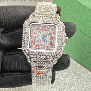 Relojes de Lujo con Diamantes de 35 mm para Mujer, Reloj de Pulsera Cuadrado Plateado con Incrustaciones de Diamantes, Joyería de Alta Calidad para Fiestas - Product Image 1