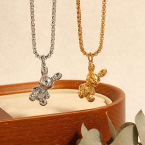 Collar con Colgante de Osito Adorable, Acero Inoxidable 316L, Chapado en Oro PVD de 14k y 18k, para Mujer y Hombre, Venta al por Mayor - Product Image 2