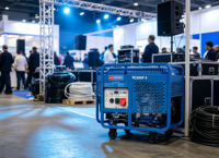 Générateur diesel 10 kW monophasé triphasé, puissance égale 11 kW max, bicylindre, refroidissement par air, démarrage électrique, châssis ouvert, 230 V, 1800 tr/min
