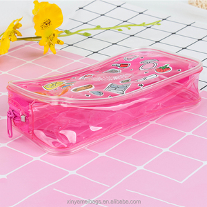 Trang Điểm Túi Màu Hồng Dây Kéo Phong Cách Du Lịch Không Thấm Nước Trường Hợp <span class=keywords><strong>Mini</strong></span> Vali Khuyến Mãi OEM Thời Trang Vinyl Tái Sử Dụng <span class=keywords><strong>Train</strong></span> Trường Hợp Hình Học - Product Image 4