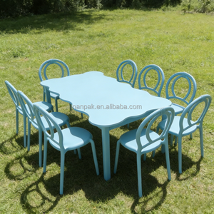 <span class=keywords><strong>Chaise</strong></span> d'enfant en plastique empilable ondulée, moderne, à dossier incurvé, bleue, jaune, rose, blanche, violette, pour événements extérieurs, fêtes d'anniversaire, location - Product Image 1