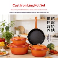 Ensemble de 4 casseroles émaillées modernes à fond plat, comprenant une marmite à fond plat, une marmite à soupe, une marmite à double poignée pour braiser et mijoter, et une poêle ronde