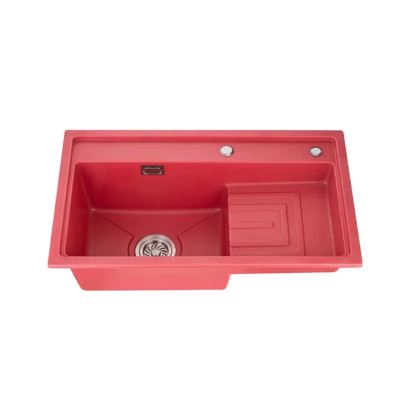 Good Quality China Supplier Single Bowl Quartz Stone Undermount 830*500*275 Red Kitchen Sink
