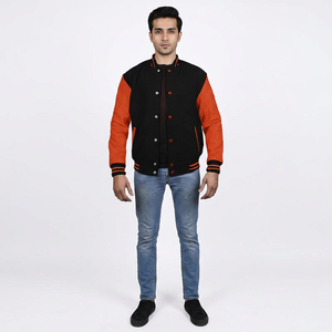 Chaqueta de Invierno Varsity de Moda, de Alta Calidad, 100% Algodón, para Hombre, con Cuello Alto, Logotipo Bordado en Chenilla, Unisex - Product Image 1