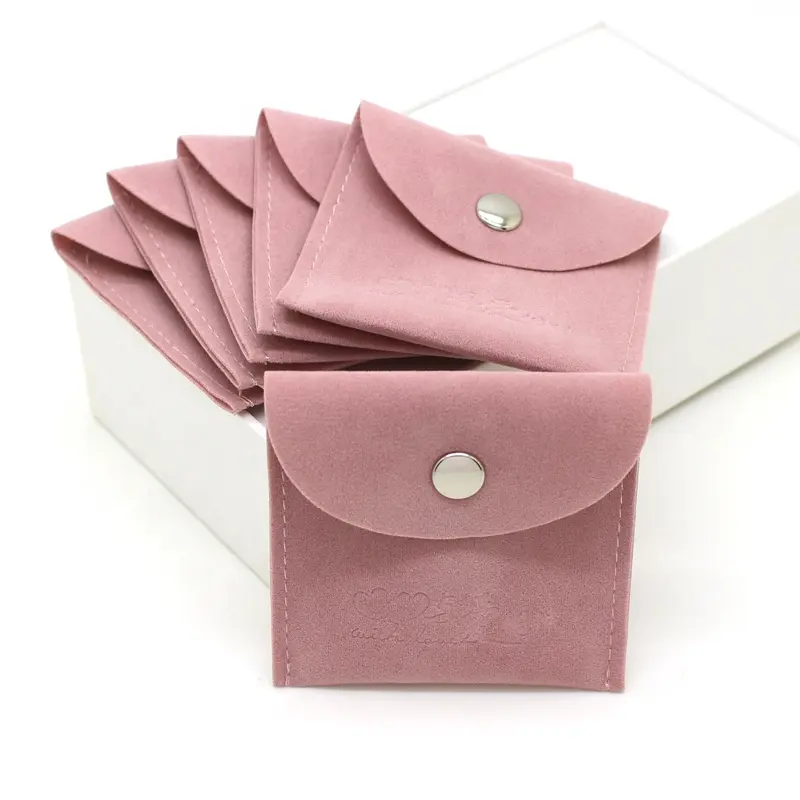 Personal isierte Anpassung Pink Luxury Jewelry Verpackungs tasche Velvet Envelope Button Bag