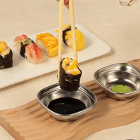 Lot de 2 plats en acier inoxydable 304 pour sushis, bols à sauce, assiettes de style coréen pour condiments