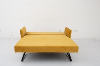 Sofá Cama de Terciopelo Amarillo Dorado Moderno de Alta Calidad Nisco, Plegable y Extensible, Apto para Salas de Estar y Apartamentos