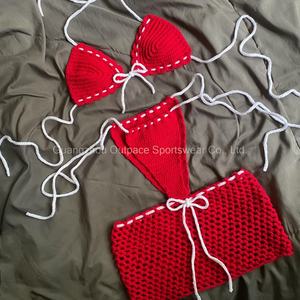 ชุดว่ายน้ำผู้หญิงแบบสั่งทำปี 2024 ปักมือ ระบายอากาศได้ดี ชุดบิกินี่โครเชต์เซ็กซี่ ผ้าตาข่าย ชุด 2 ชิ้น ชุดว่ายน้ำชายหาดสำหรับผู้หญิง - Product Image 3