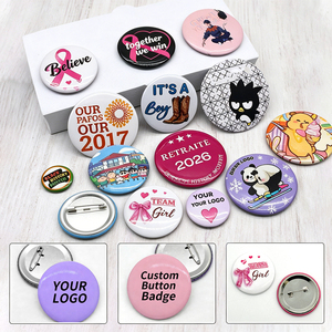 Botón de metal 3D personalizable de 25 mm al por mayor, insignia de estampado digital DIY, broche decorativo ligero de metal - Product Image 2