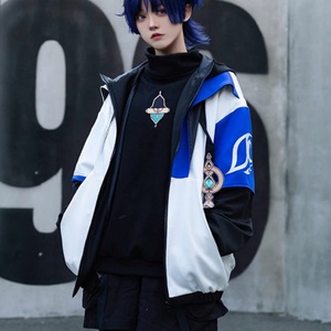 Sudadera con capucha y cremallera para hombre, estilo cosplay de Genshin, bordada e impresa en 3D, corte holgado, antiarrugas - Product Image 3