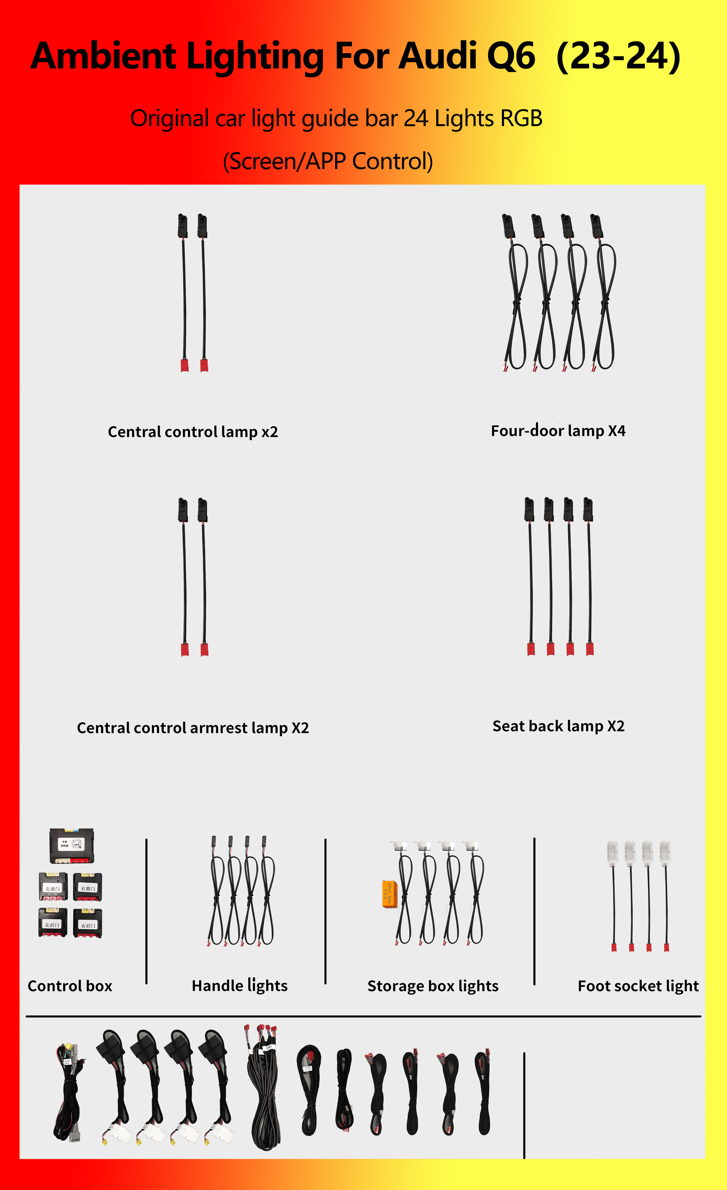 Audi Q6 Original car light guide bar 24 Lights RGB