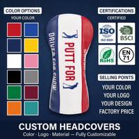 Housse de tête de club de golf personnalisée avec logo d'entreprise pour tournoi, en cuir PU brodé, pour driver, fairway, hybride, cadeau événementiel, usine OEM