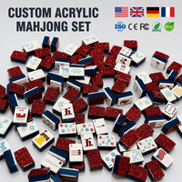 Jeu de tuiles de mahjong américain en acrylique de qualité supérieure, 160 pièces, logo personnalisé gravé au laser, finition brillante, vente en gros, usine, avec supports