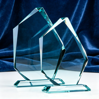 Trophée en verre cristal transparent vierge en vrac pour enfants, école, plaque de récompense en verre pour présentation