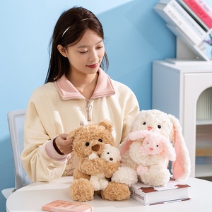 Peluche della serie Genitore-Figlio <span class=keywords><strong>Sait</strong></span> Dudu - Simpatici peluche di orso e coniglio, regali per bambini, giocattoli da compagnia - Product Image 3