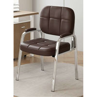Chaise empilable en cuir avec accoudoirs, structure métallique connectable, pour invités, visiteurs et salles de conférence