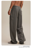 Pantalon de survêtement droit à jambe large délavé à la pierre, 480 GSM, 100% coton épais, avec cordon de serrage, pour activités et sports
