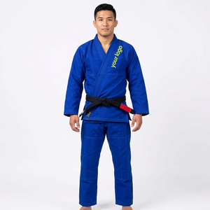 Kimono Azul de BJJ para Adultos Unisex, 100% Algodón, Corte Regular, Logotipo Termotransferible en la Manga Izquierda, Ropa Duradera para Artes Marciales - Product Image 1