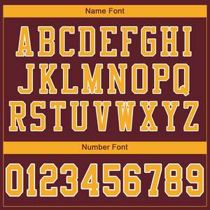 Custom Burgundy <b>Gold</b>-White Classic Style Mesh Authentic Football Jersey - Product Image 3