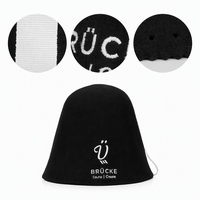 Casquette de bain en feutre noir doux avec logo brodé personnalisé, unisexe, pour hammam, spa, protection contre la chaleur, chapeau de sauna en feutre de laine
