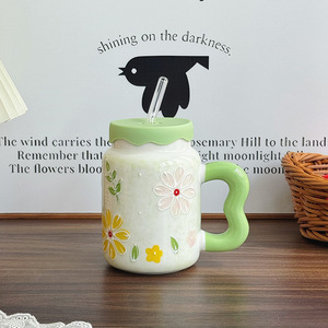 MM Direct in cartone animato carino tazza di caffè in ceramica fresca <span class=keywords><strong>con</strong></span> coperchio di alto valore Design creativo del cuore della ragazza che usa la tazza dell'acqua - Product Image 5