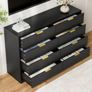 Commode à tiroirs pour chambre à coucher avec 8 tiroirs, 55 pouces de large, commode moderne avec poignée en métal - Product Image 5