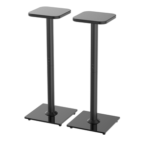 Supports d'enceintes en gros, lot de 2, capacité jusqu'à 10 kg, 78,5 x 30 x 30 cm, métal et verre, noir, pour son surround - Product Image 1