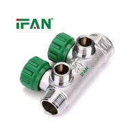 Collecteur d'eau en laiton IFAN OEM pour contrôle de débit, espacement 45 mm, pour tuyaux PEX de 3/4 à 1 pouce
