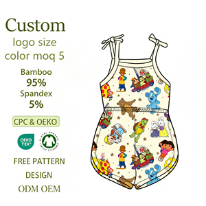 Conjunto de Monos para Bebés con Motivos Artísticos de Personajes Infantiles, Mezcla de Fibra de Bambú, Venta al Por Mayor - Product Image 1