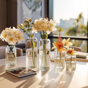 Glass Bud <strong>Vases</strong> <strong>Set</strong> of <strong>3</strong> Minimalist Clear Small Glass <strong>Vase</strong> for Home Decor Centerpieces - Product Image 2