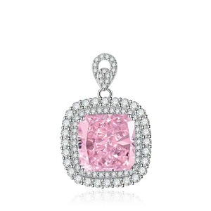 Nouveautés - Collier pour femmes avec pendentif carré plaqué argent, micro-incrustations de zircon multicolores - Product Image 3