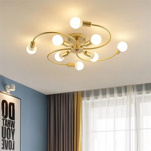 Nhà Máy Hiện Đại Bắc Âu Vàng Thủy Tinh Bóng Đèn LED Trần Đèn Sắt Trần Ánh Sáng Cho Phòng Ngủ Phòng Khách Trang Chủ Trang Trí - Product Image 2