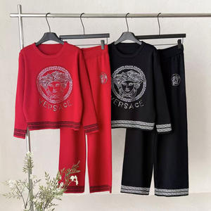 Maglione in misto lana anti-piega stile europeo-americano ELEGANTE per il commercio estero, completo autunnale da <span class=keywords><strong>donna</strong></span> con <span class=keywords><strong>pantaloni</strong></span> casual 1025 - Product Image 2